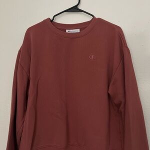Champion Women's Brick Red Cropped Crewneck Sweater